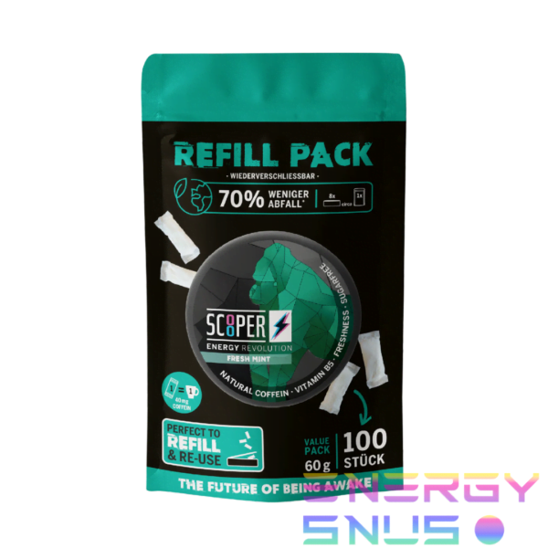 SCOOPER ENERGY FRESH MINT REFILL SOFTPACK (100 pouches)