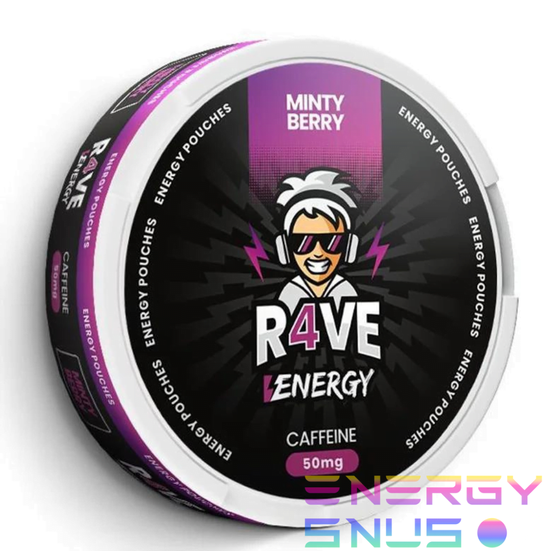 R4VE Energy Pouches – Minty Berry 50mg Caffeine