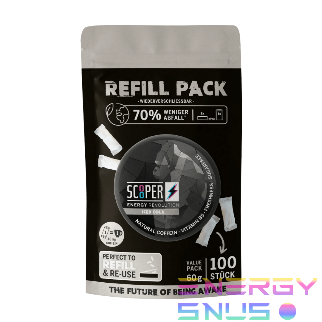 SCOOPER ENERGY ICED COLA REFILL SOFTPACK (100 pouches)
