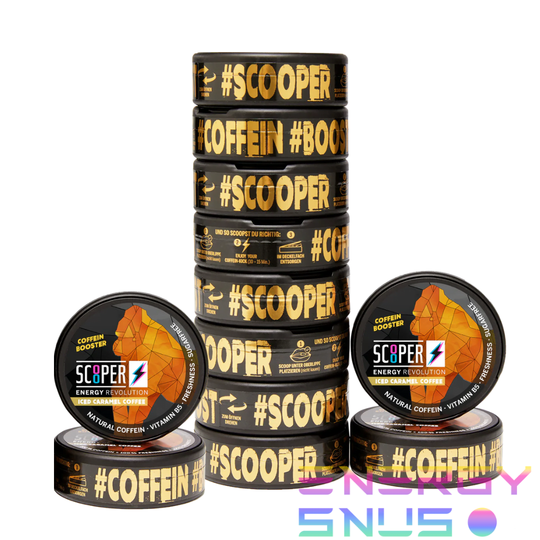 SCOOPER Energy Iced Caramel Coffee Energy Snus 12Pack