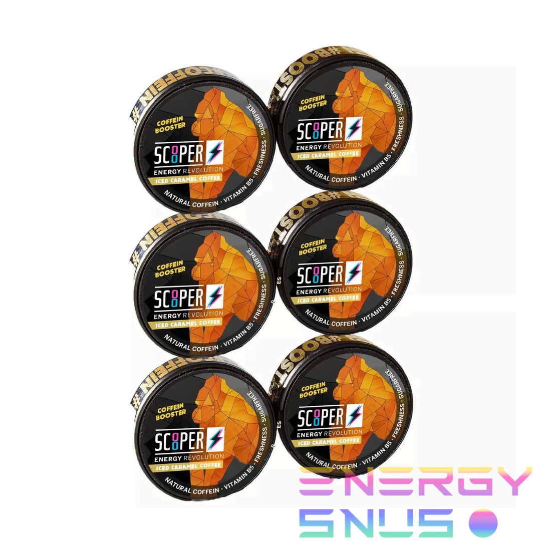 SCOOPER Energy Iced Caramel Coffee Nicotine Free Snus 6pack