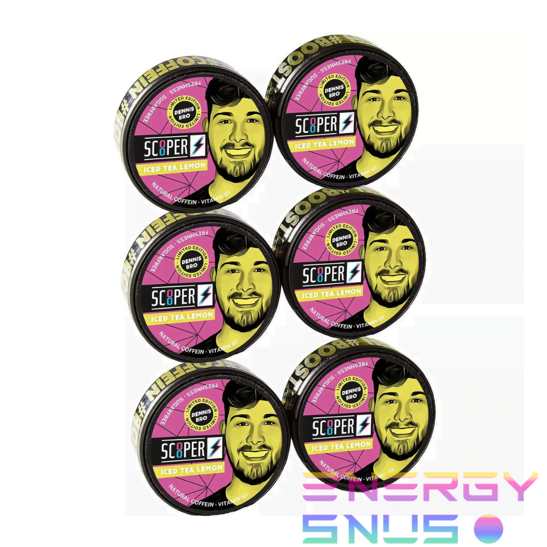 SCOOPER Energy Iced Tea Lemon Nicotine Free Snus 6pack