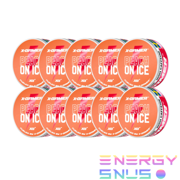 X-Gamer Energy Pouches – Peach On Ice 10Pack